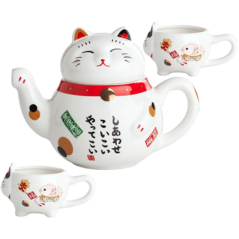 

Tea Teapot Set Cat Ceramic Lucky Cup Japanese Cups Pot Asian Kettle Travel Maneki Neko Teaware Kungfu Maker Service Portable