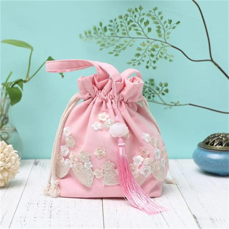 Canvas New Ancient Hanfu Chinese Style Fairy Embroidery Crossbody Bag Shoulder Mini Costume Cloth Purse