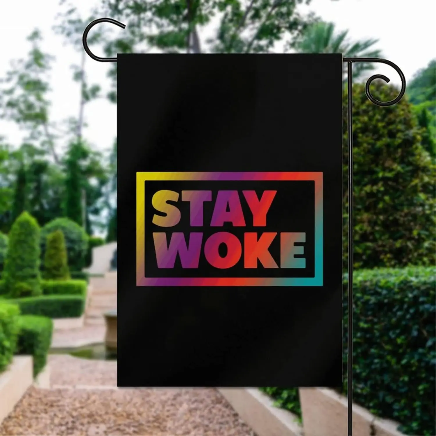 Забавные садовые флаги Stay Woke двухсторонний флаг приветствия двор фермерский дом