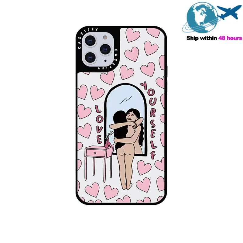 

Зеркальный чехол CASETIFY Love Yourself для IPhone 11 12 13 14ProMax 11 12 13 14Pro XsMax XR 6S 7 8 SE 7P 8P 14Plus, задняя крышка E0605