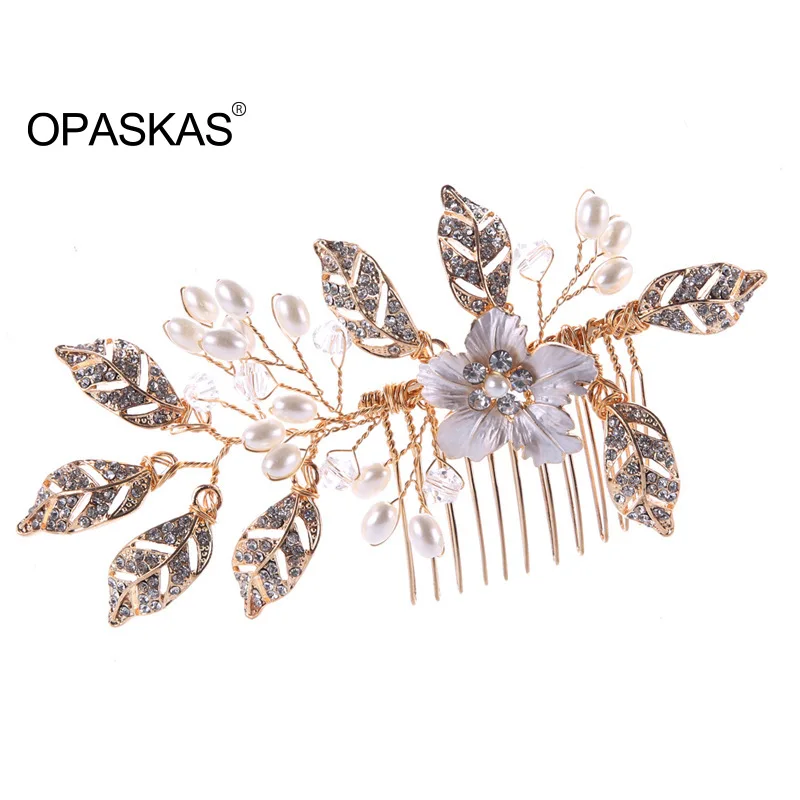 Женские гребни для волос модные заколки в форме цветка жемчуга Листьев модный