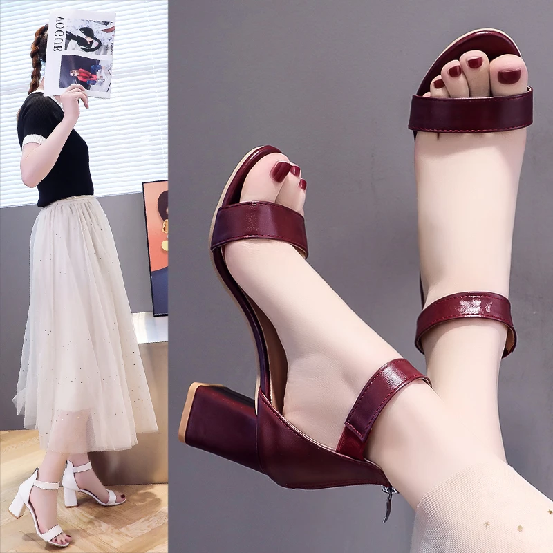 

2022 Ankle Strap Heels Women Sandals Summer Shoes Women Open Toe Chunky High Heels Party Dress Sandals Big Size35- 43