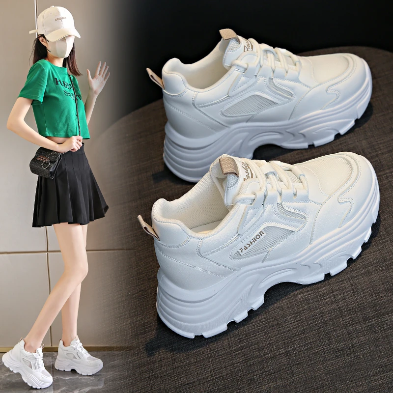 2023 New Hidden High Heels Outdoor Sports Shoes Breathable Mesh Sports Shoes Women's Mix and Match Elevated Casual Shoes