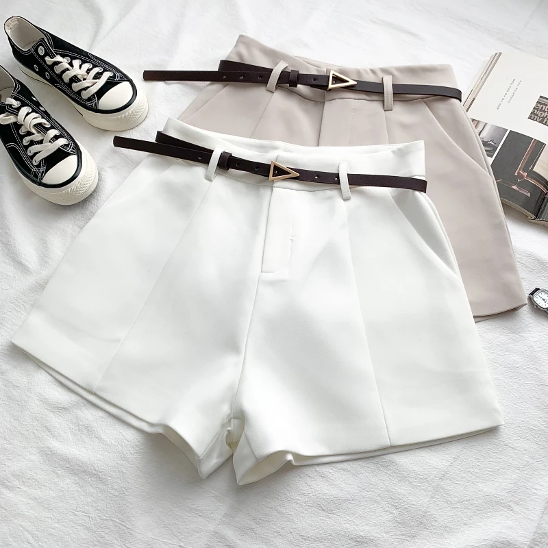 2023 Summer New Fashion All-Match High Waist Slimming Suit Shorts Casual Pants Wide Leg Pants Shorts with Belt for Women