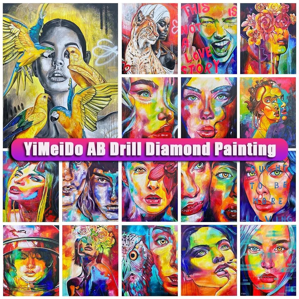 

YIMEIDO Zipper Bag 5D AB Diamond Painting colorful Cross Stitch Kit woman Embroidery Mosaic Portrait Art Picture of Rhinestones