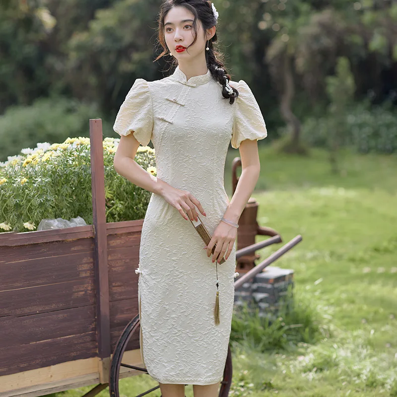 

Китайский стиль, Восточный, с коротким рукавом, воротник-стойка, Qipao, классический, женский, винтажный, яркий