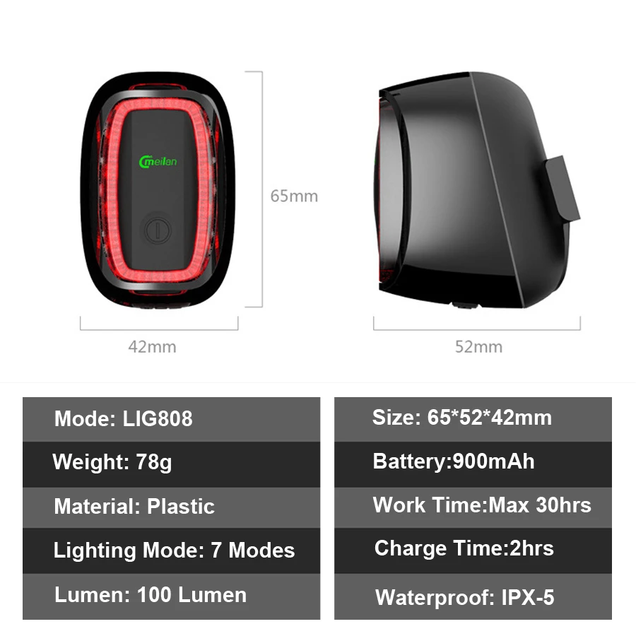 Стоп-сигнал велосипедный NEWBOLER зарядка от USB IPX5 |