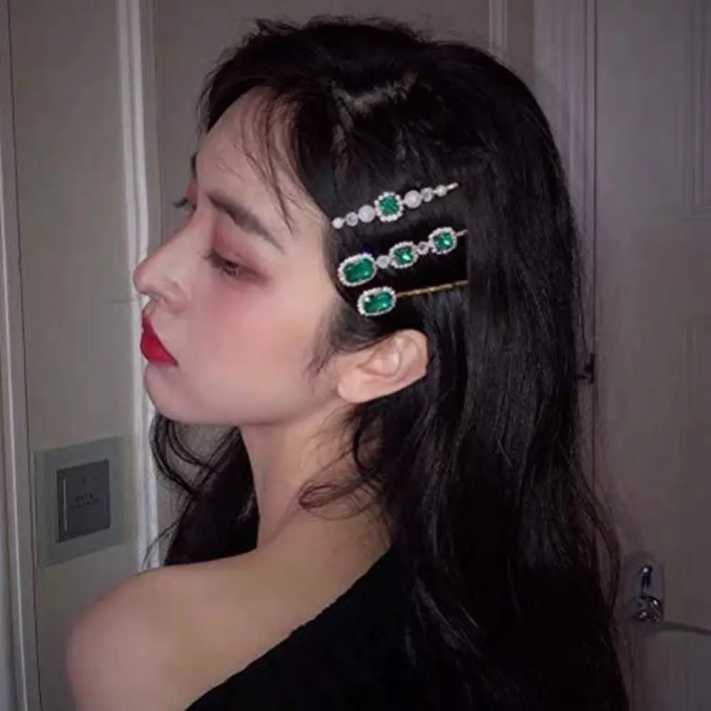 

Hairgrips Green Crystal Hair Clips Crystal Hair Accessories Fashion for Women Girls