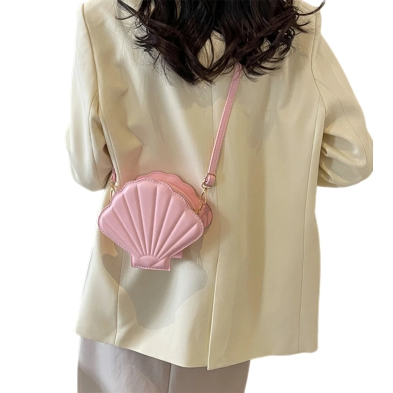 Женская сумка из ракушек искусственной кожи через плечо однотонная E74B