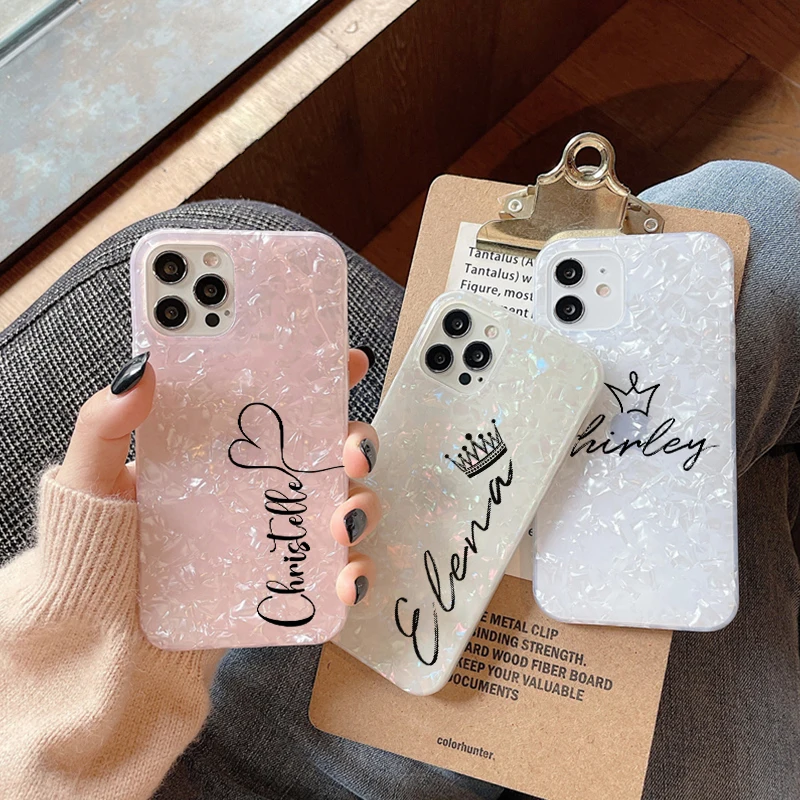 

Love Custom Name Phone Case Pattern For iPhone 11 12 Pro Max 6 7 8 Plus X XS XR 12 Mini Personalised Shell Marble Texture Cover