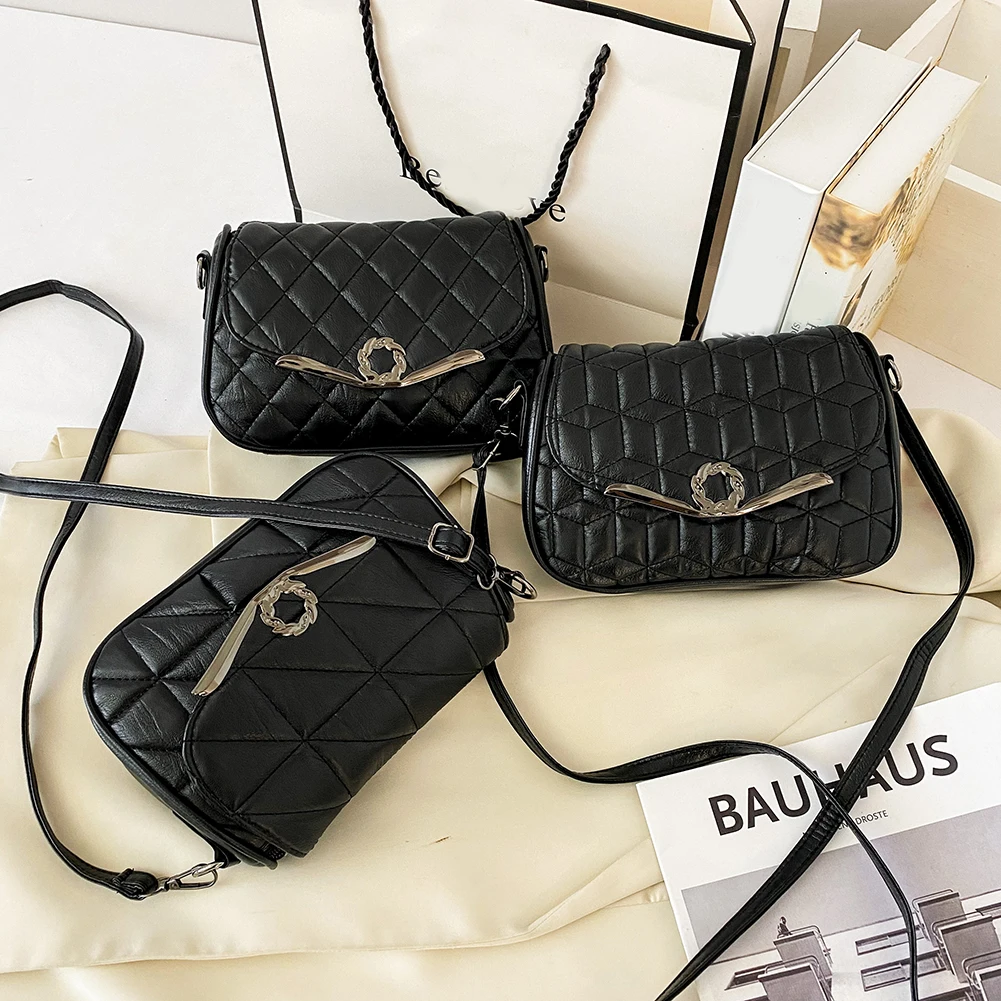 

Vintage Washed Handbags PU Leather Travel Shopping Crossbody Bag Women Large Capacity Zipper Lattice Shoulder Bags