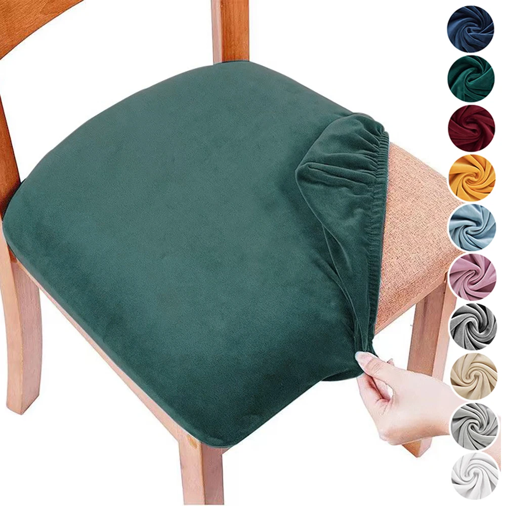 

Velvet Seat Cover Dining Chair Cover Nonslip Chairs Protector Slipcover Polyester Easy Fitted for Office Kitchen Banquet Party