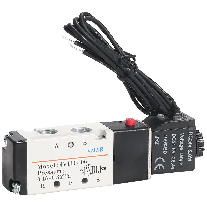

4V110-06 1/8 Air Solenoid Valve PNEUMAT VALV 5 Way Port 2 Position Gas Pneumatic Electric Magnetic Valves DC12V 24V 110V 220V