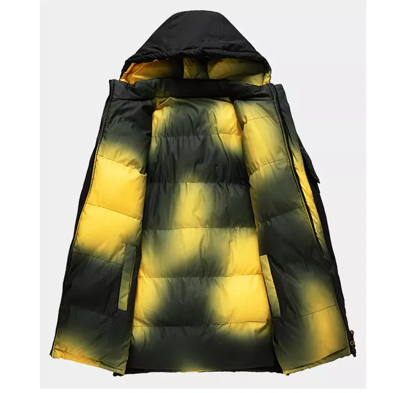 Windbreaker Hooded Coats Casual Outdwear Thermal Jackets Man Clothing Winter Men's Mid-Long Men Cotton Warm Parkas