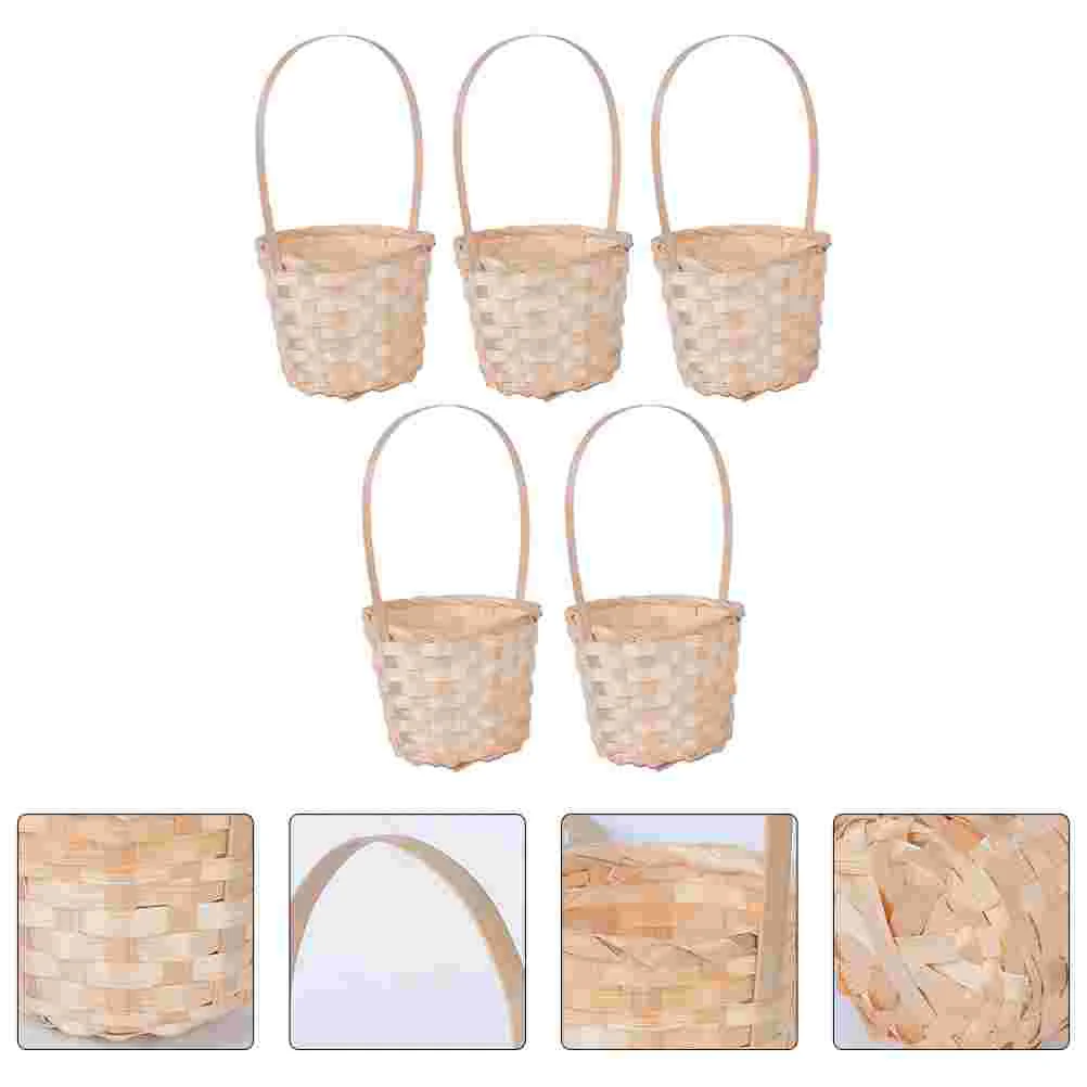 

Basket Wicker Flower Baskets Woven Mini Picnic Storage Rattan Candy Handle Gift Seagrass Wedding Hamper Girl Fruit Easter Pot