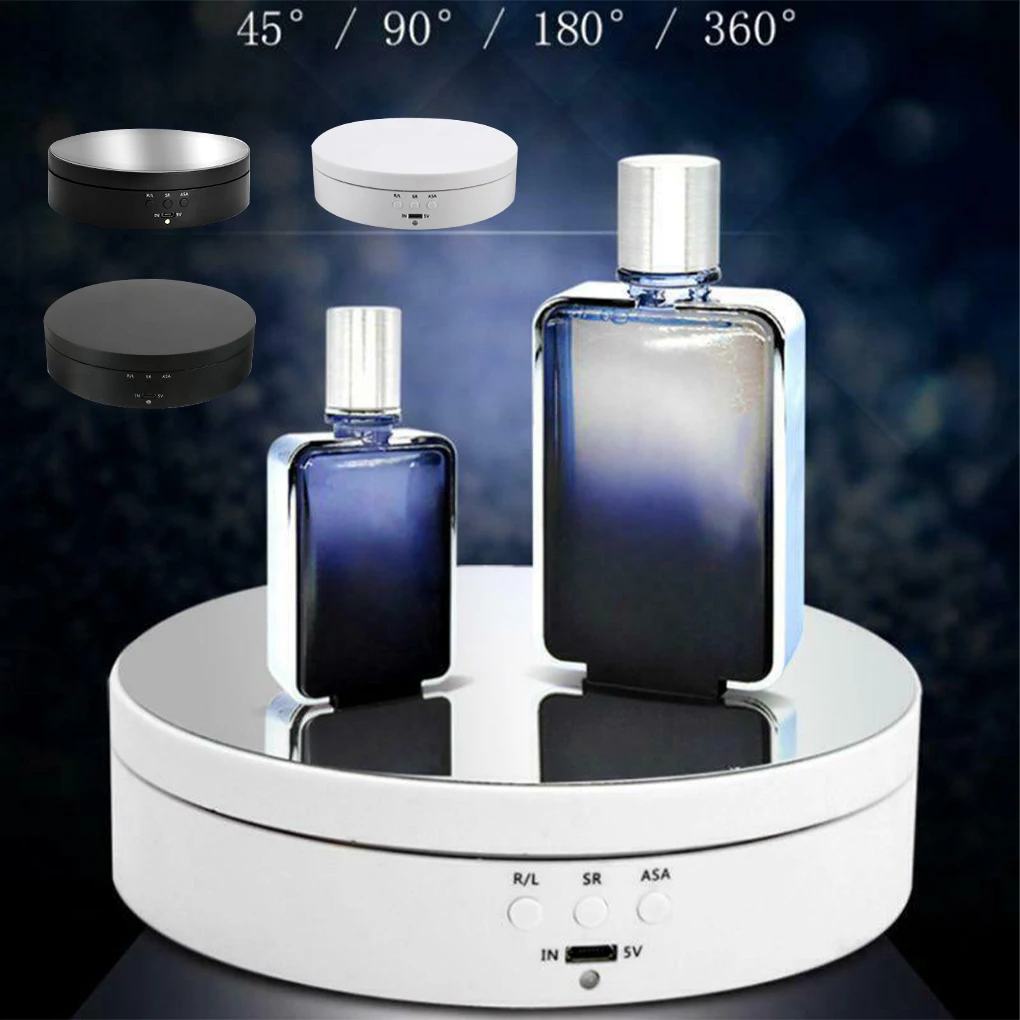 

360 Degree 3 Speeds Electric Rotating Display Stand Mirror Turntable Jewelry Holder Battery for Photography Video Shooting Props