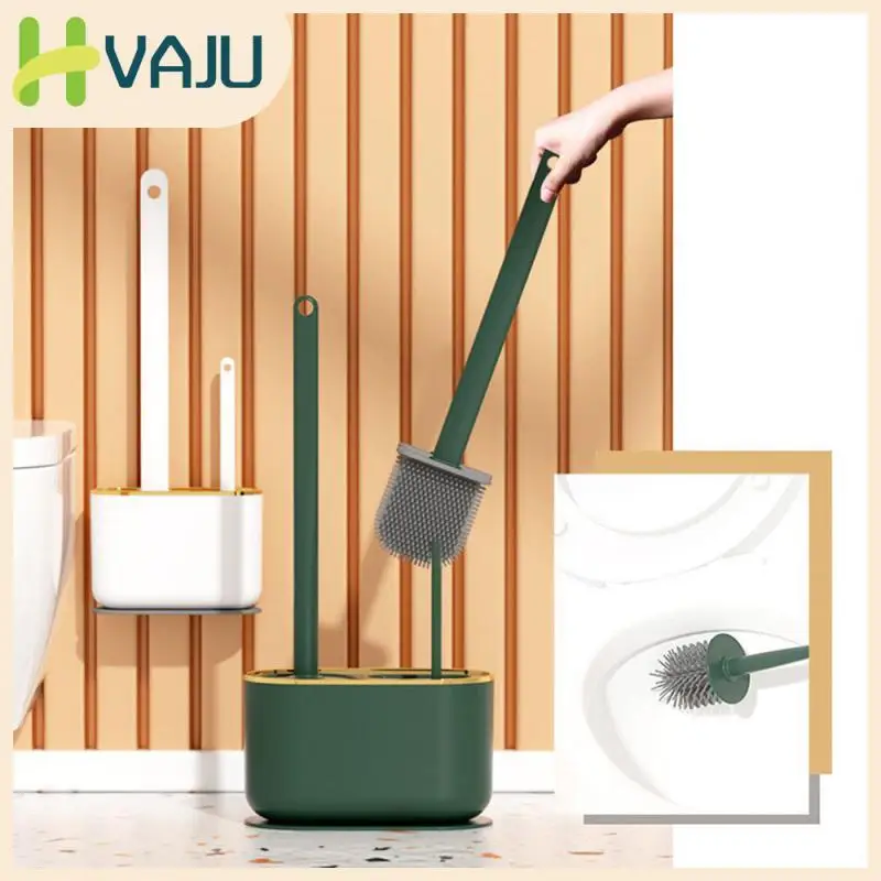 

Long Handle Toilet Flat Brush Short Hair Quick Dry Toilet Cleaning Soft Toilet Cleaning Brush Bathroom Hardware Wall Hanging