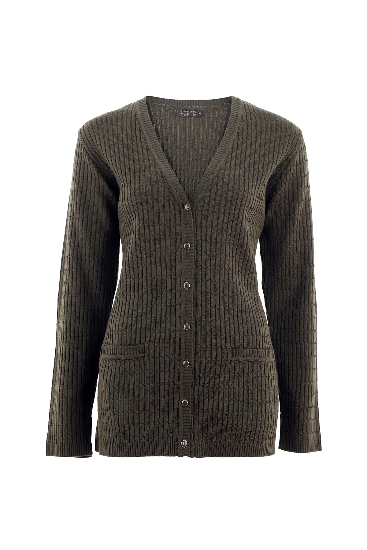 

Women's Cardigan Khaki V-Neck Hair Knit Casual Knitted Quality Fashion Cardigan Sweaters Loose Sweater Jumper