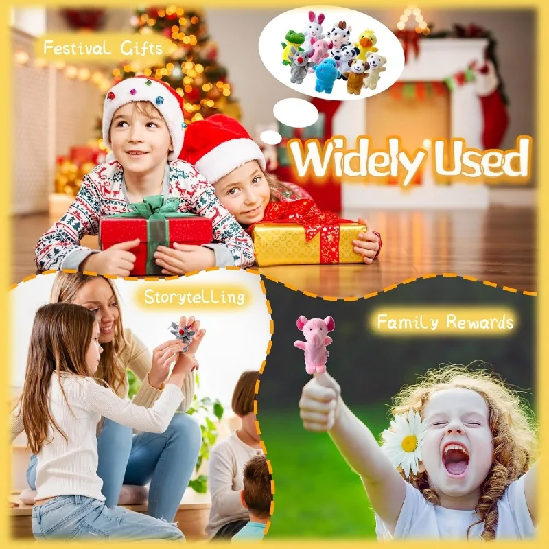 10Pcs Finger Puppets Set Soft Plush Animals Puppet Toys for Kids Mini Figures Toy Assortment