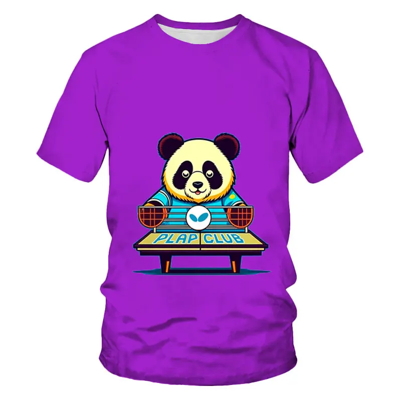 

Summer Sports Style Panda Pattern Table Tennis Men's T-shirt Hip Hop Print Personalized Collar Short Sleeve Fashion Clothing Tee