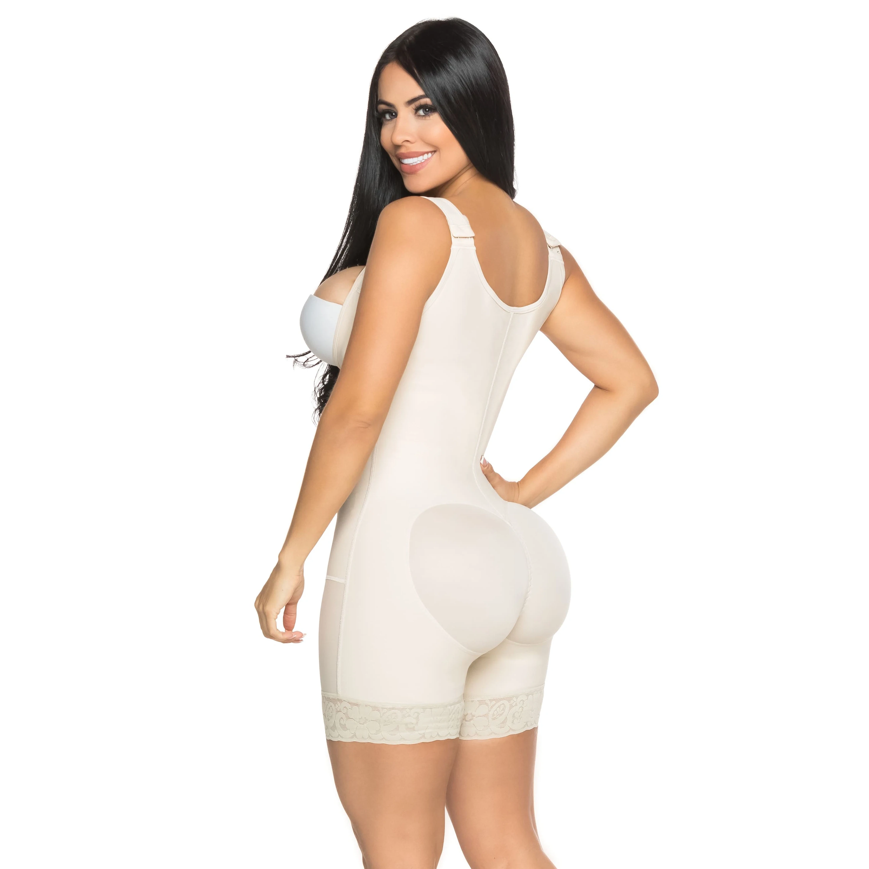 Open-chested sleeveless one-piece bodysuit skin color vest suspenders one-piece shorts shapewear