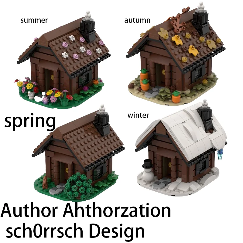 Модель здания MOC весна лето Осень Зима сезон маленький дом сделай сам детский