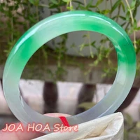 newest positive circle ice water sleek jadeite bangle exquisite floating green flower jade handring high quality jewelry