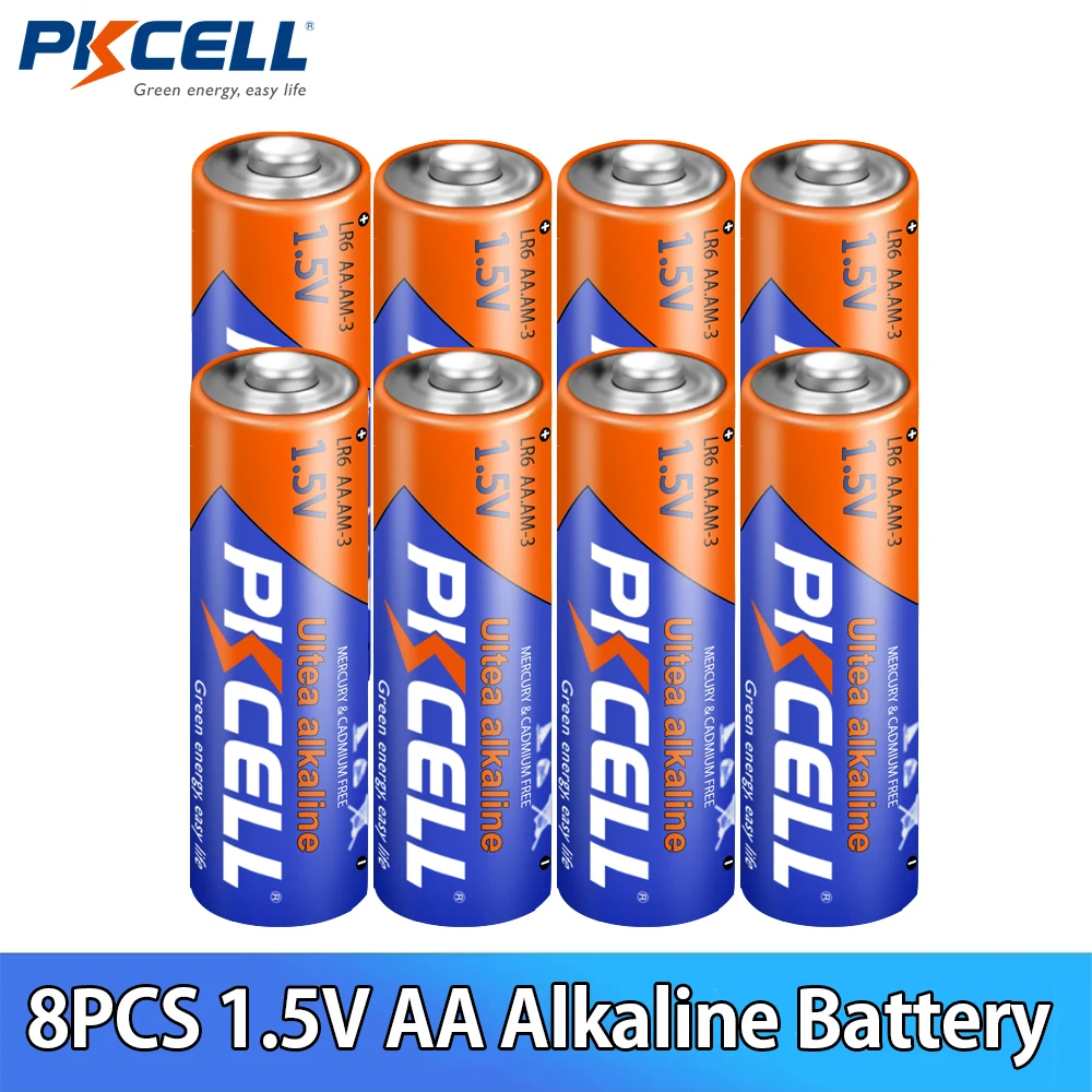 PKCELL 8 шт. AA батареи 1,5 в 2A щелочная сухая батарея LR6 E91 AM3 MN1500 для мыши игрушки электронный термометр Быстрая доставка