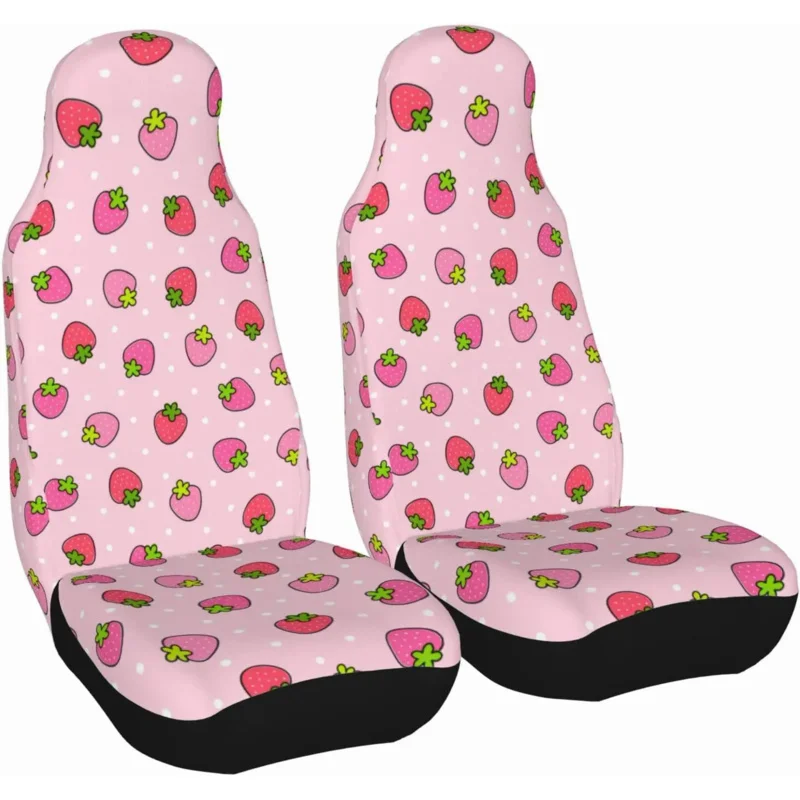 

Pink Strawberry Car Front Seat Covers 2 Pcs Auto Seat Covers Front Seats Only Vehicle Bucket Seat Protectors