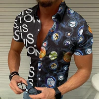 2022 new floral print mens shirt casual beach cardigan hawaiian short sleeve shirt