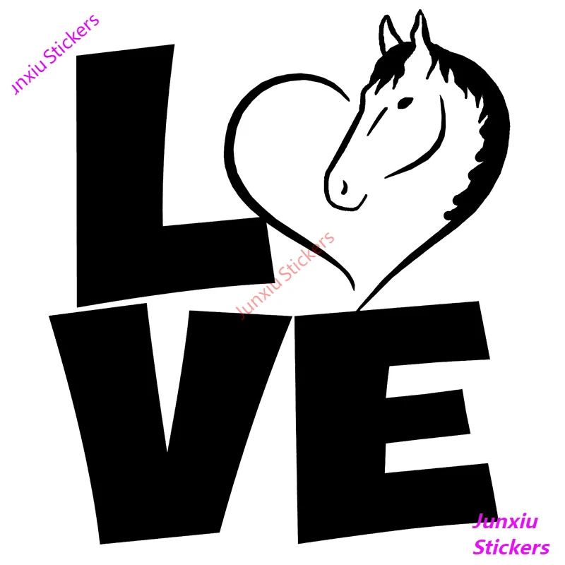 

Love Horse Heart Animal Car Sticker Styling Bumper Rear Windshield Laptop Lovely Cover Scratch Decal Car Accessories KK12*10cm