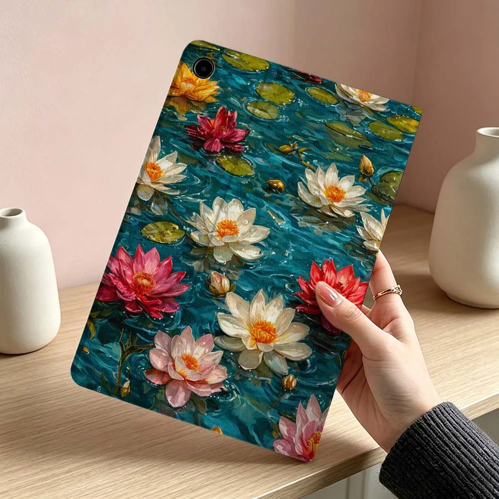 Фото Мягкий чехол с узором цветущих лотосов для планшетов Samsung Galaxy Tab S11 S10 S9 S8 S7 S6 A11 A9 A8 A7 Ultra Lite FE Plus Inch №4