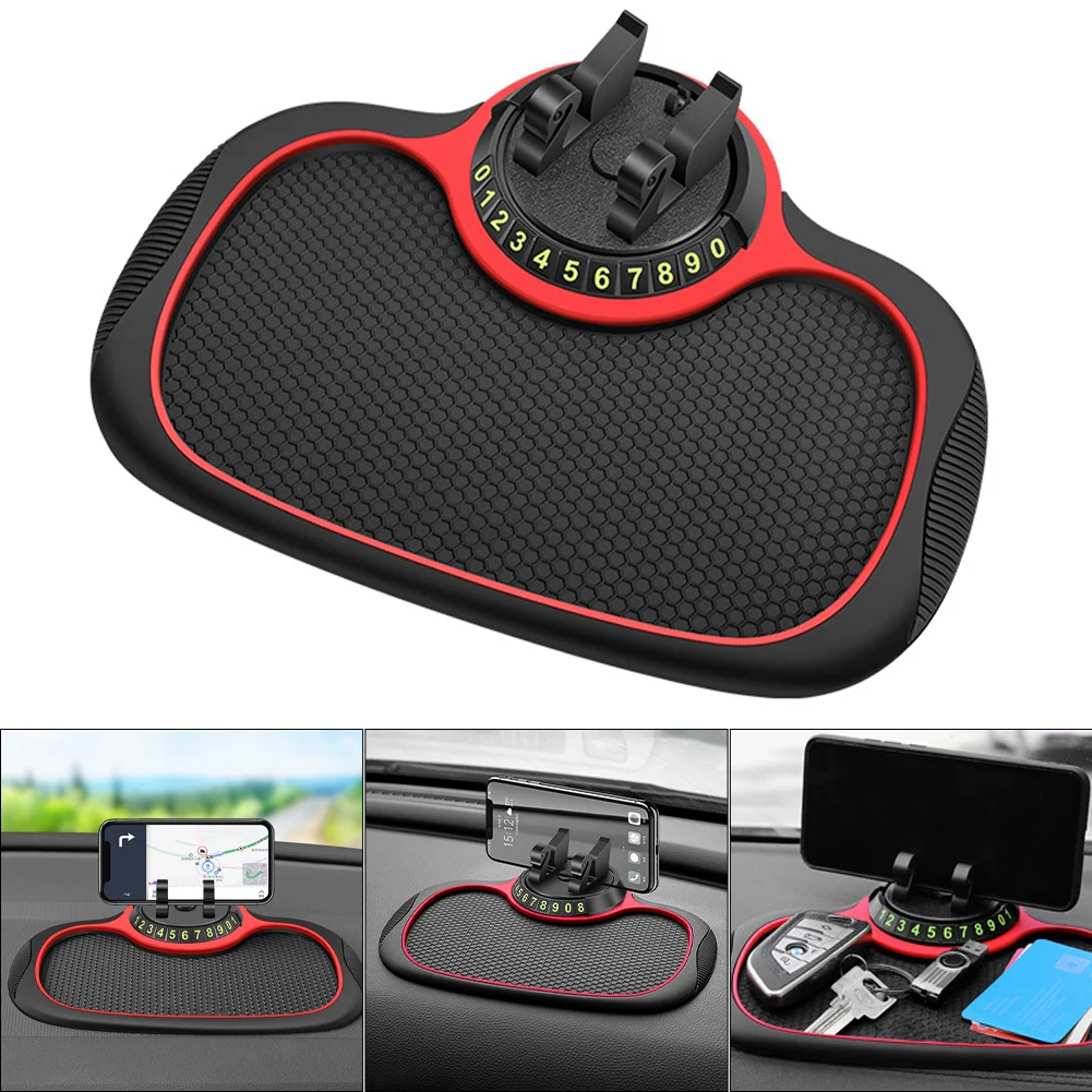 

Multifunctional Car Anti-skid Pad Dashboard Phone Holder Adhesive Silicone Anti-skid Mat Phone Mount with Temporary Parking Card