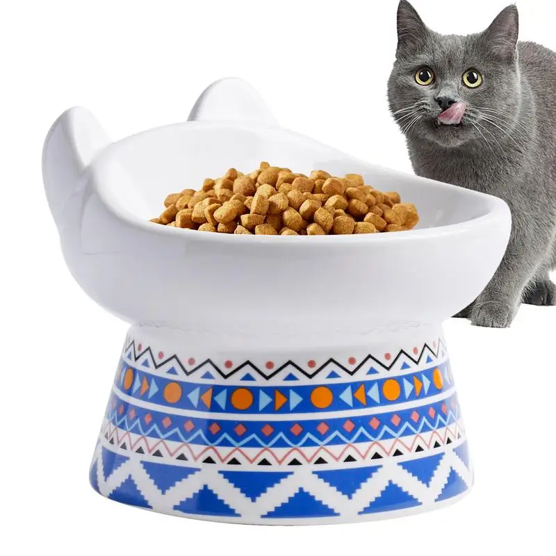 

Tilted Cat Water Bowl Elevated Food Dish Whisker Friendly Cat Food Bowl Protect Pet's Spine Hold 300ml Of Water For Flat-Faced