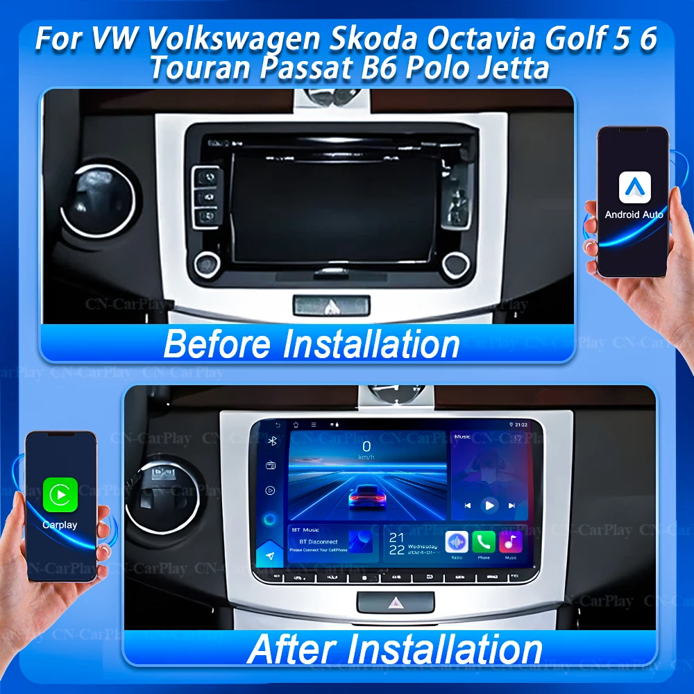 Фото 9-дюймовый Android 16 мультимедийный видеоплеер с GPS, CarPlay, DSP, AHD, DVR для Volkswagen VW CC, Passat B7, Polo, Golf 5, 6, Jetta mk5, mk6, 2din №2