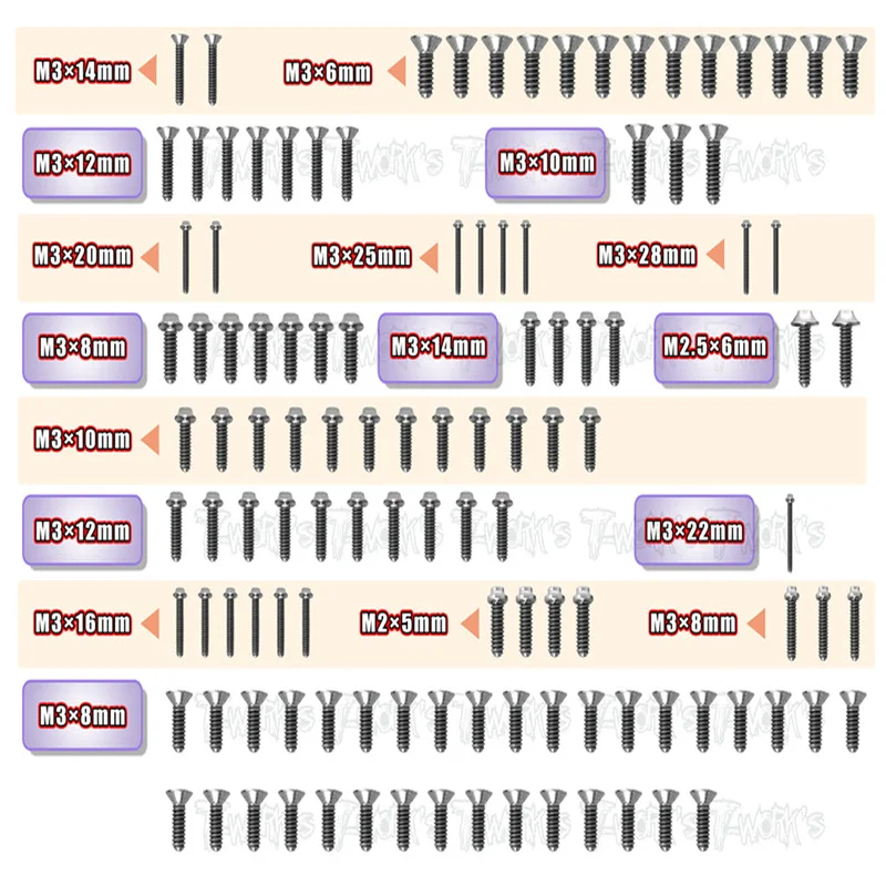 Original T works  TSSU-SRX4 64 Titanium Screw set ( UFO Head ) 116pcs.( For Serpent SRX4 gen3 )ssional Rc part