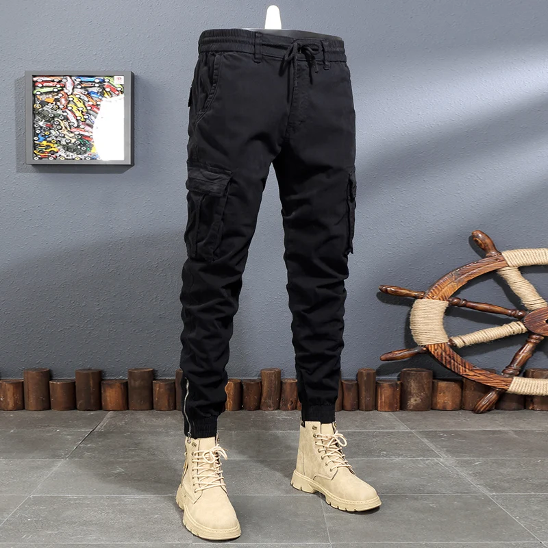 

Streetwear Fashion Casual Pants Men Overalls Big Pocket Cargo Pants Hombre Zipper Designer Hip Hop Joggers Men Loose Trousers