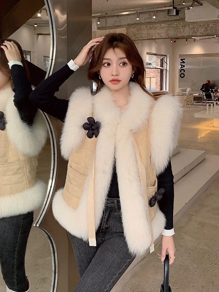 Fur vest fur sweet horse clip coat women's small shoulders