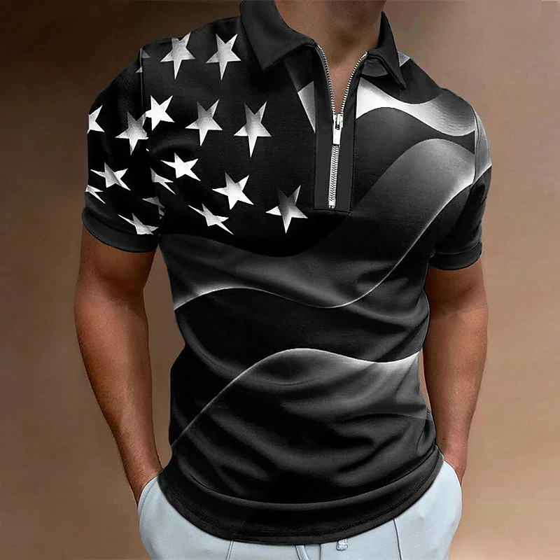 

Мужская Повседневная футболка на молнии, с коротким рукавом