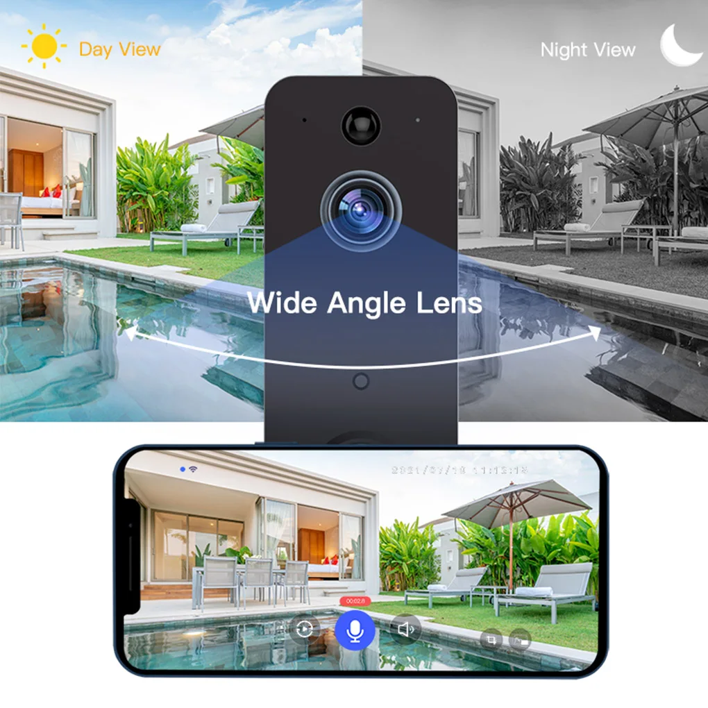 

WiFi Smart Camera Door Bell Chime Two Way Intercom Intelligent Wall Mounted Wireless Doorbell Alarm Household Security Systems
