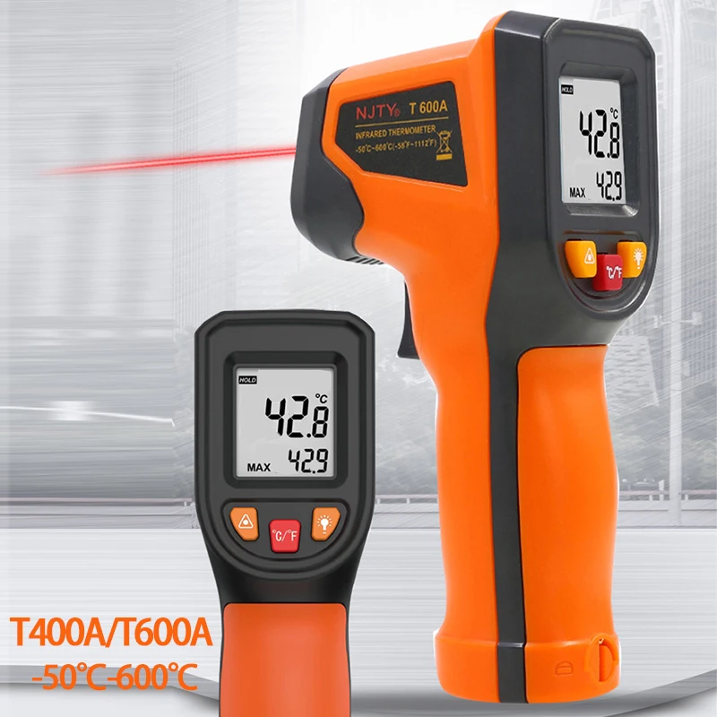 Digital Infrared Thermometer -50~600℃ Laser termometro Pyrometer Gun Non-Contact Laser Temperature Meter Industrial Tools NJTY