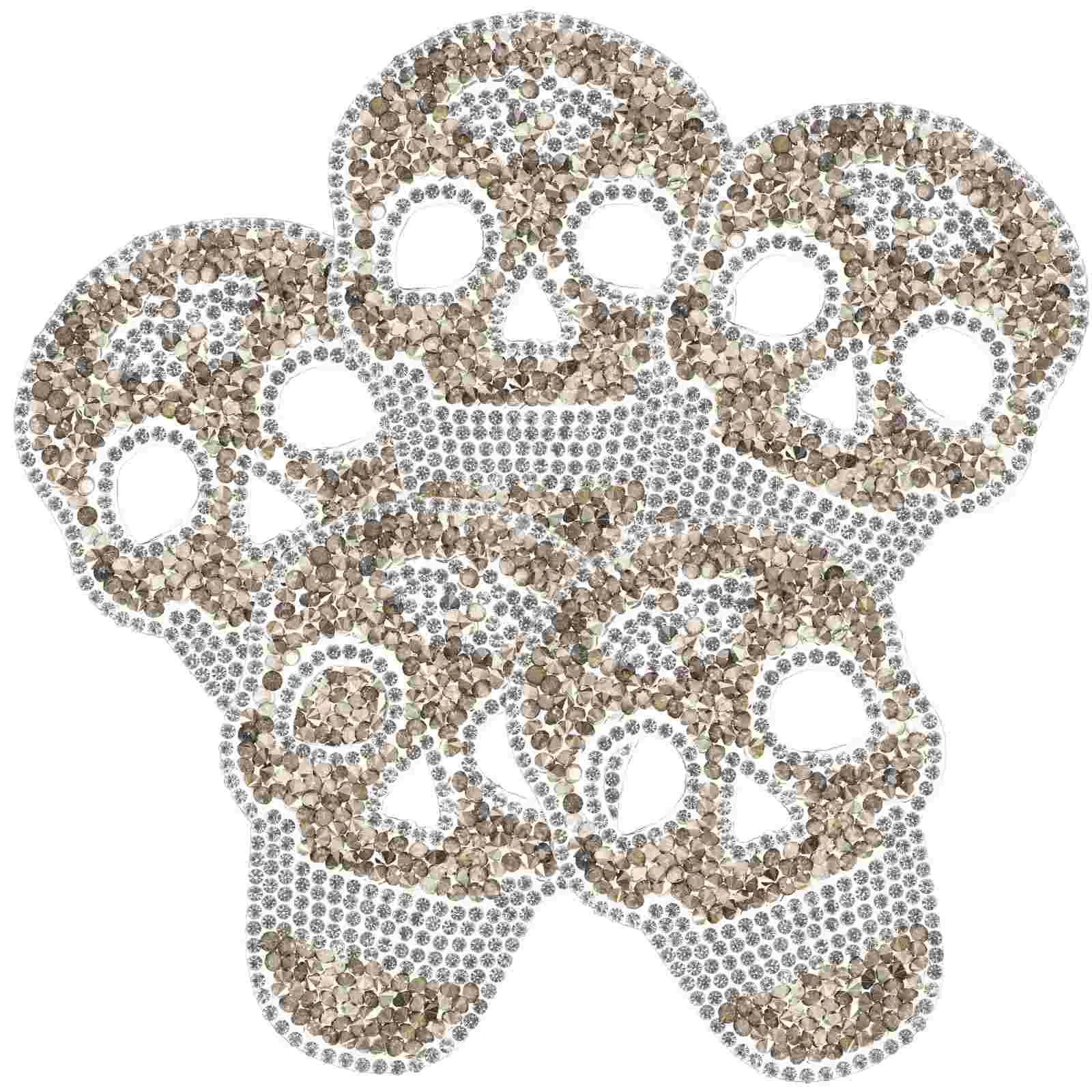 5 шт. наклейки с черепом и горячими бриллиантами нашивки для шитья пальто клейкая