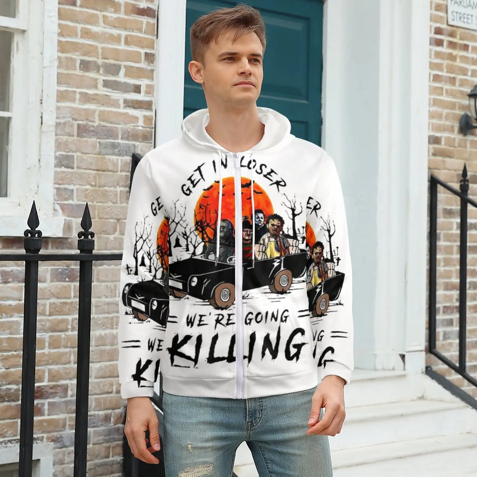 

Get In Loser We're Going Killing Hoodie Halloween Scary Ghost Spooky Cool Mens Hoodies Mens Autumn Zip Up Hoodie Plus Size 5XL