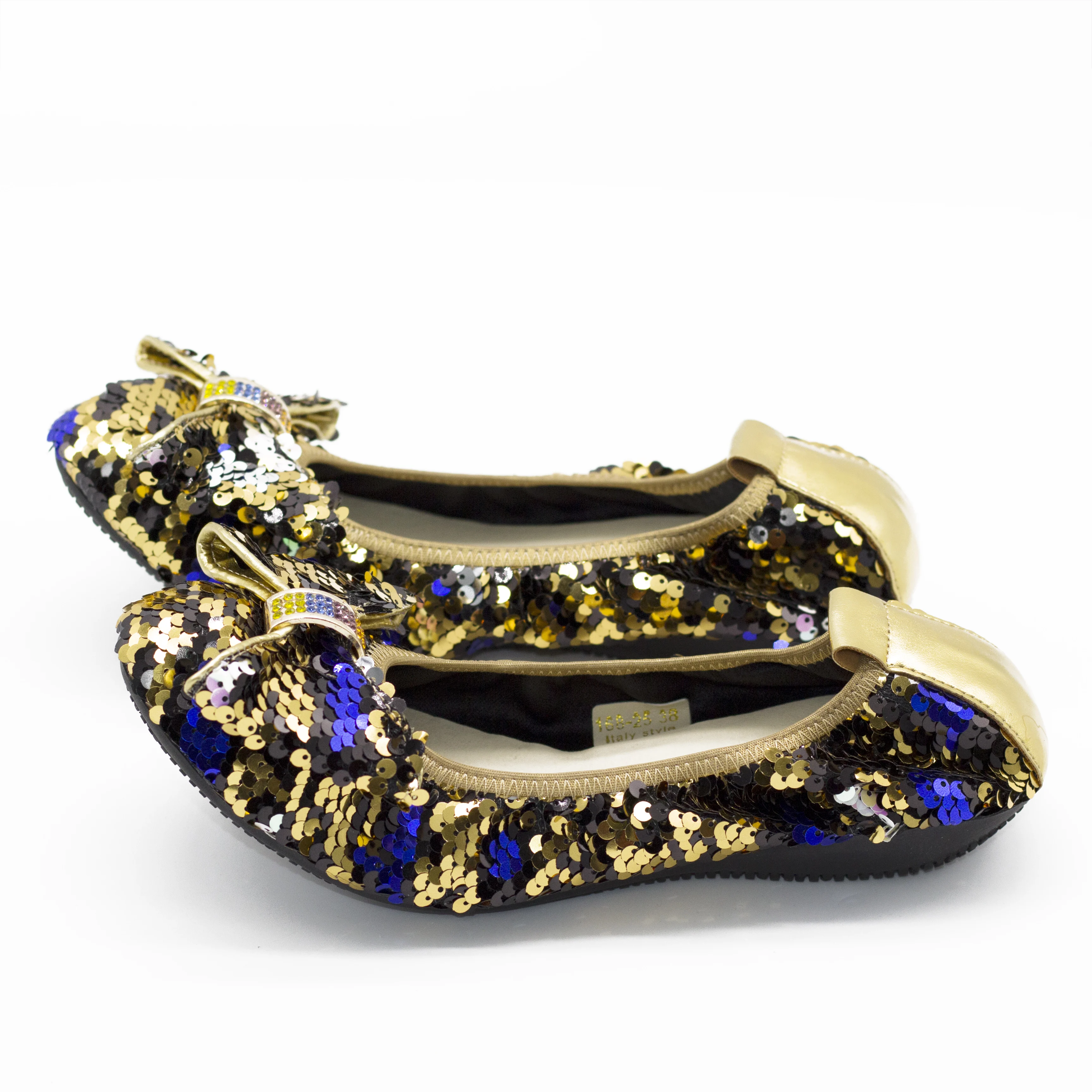 Golden Sequined Comfy Flats Shoes for Women Ladies Confortable Ballet Shoes Plus Size 43 44 45 Walking Flats for Women Loafers