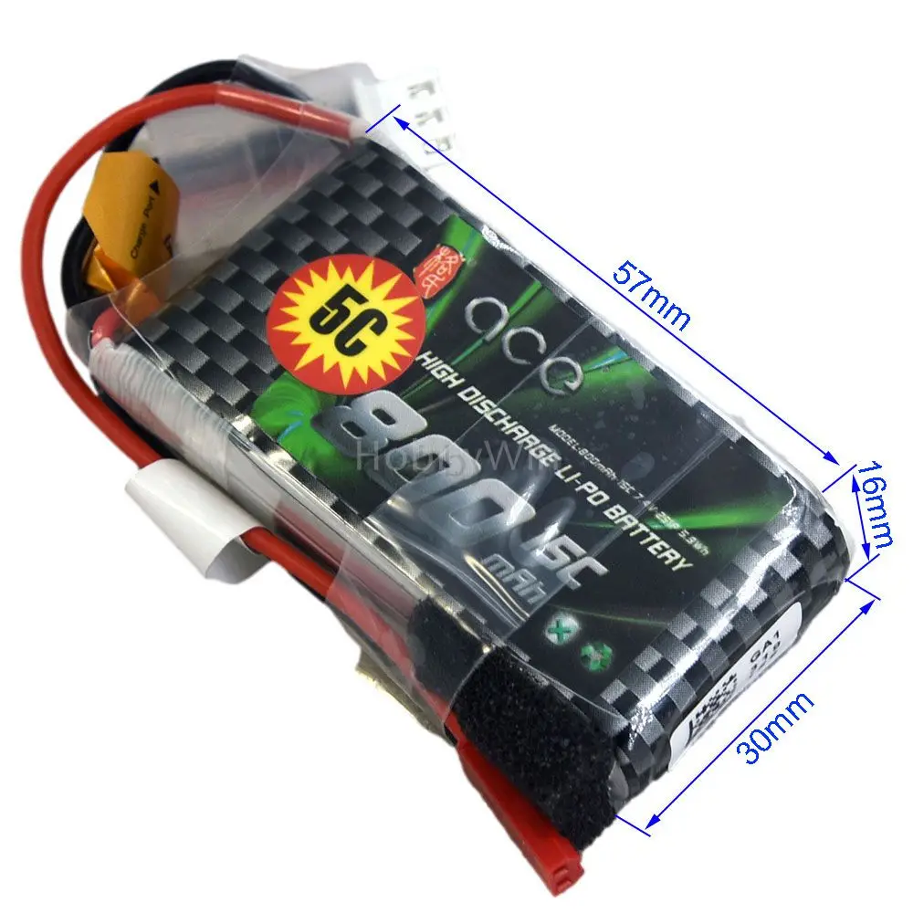 

ACE 7.4V/ S 800mAh 15C LiPO Battery Pack JST plug for RC Airplane Helicopter Quadcopter Drone