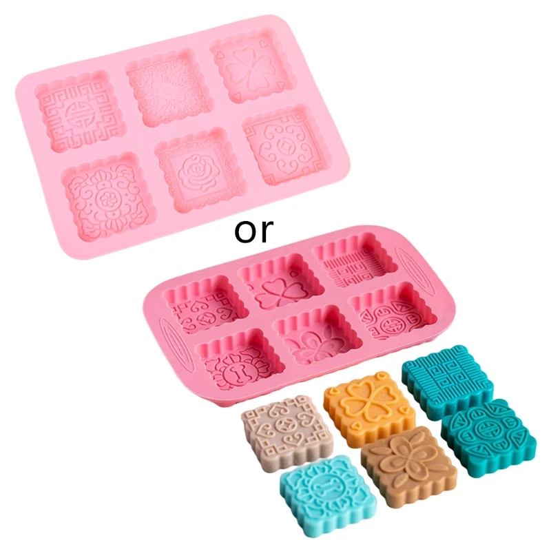 

Mooncake Silicone Fondant Molds Exquisite Chinese DIY Handmade DIY Candle Resin Crafts Cake Decorating Tools 6 Cavity K0AA