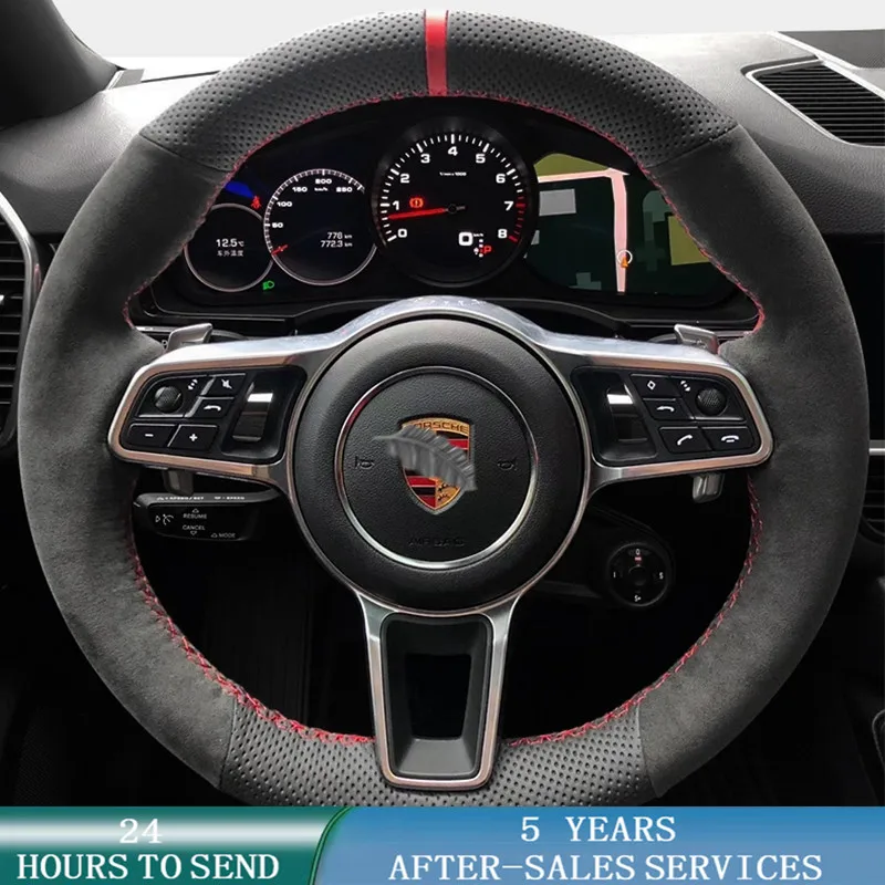 

Car Steering Wheel Cover Non-Slip Genuine Leather Suede Braid For Porsche Cayenne Macan Panamera 911 996 997 959 Cayman Boxster