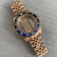 pvd rose gold 40mm steel watch casestrap for nh35nh36 movement sapphire glass case clear bottom watchband watch