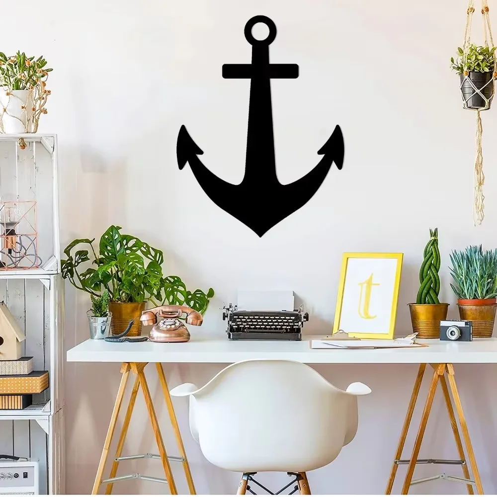 Черный Морской Якорь Настенное Искусство Металлическая Декоративная Деталь