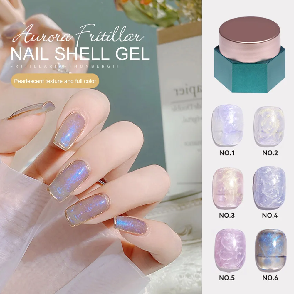 

6 Colors Thread Shell Nail Gel Polish UV Gel Varnish 8ml Pearl Shell Semi-Permanent UV Gel Base Top Coat Nail Art Polish